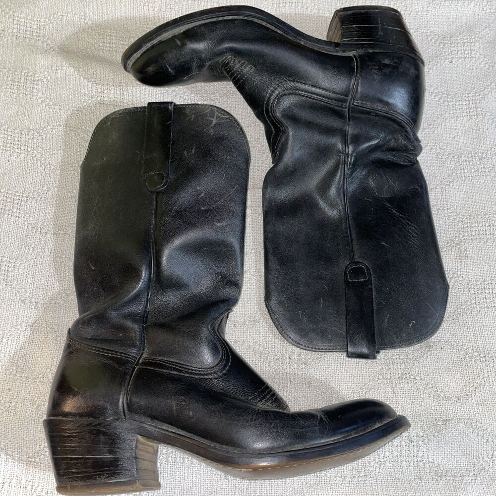 Thom McAn Men’s Western Boots Size 9 M Black Leather Cowboy Rodeo